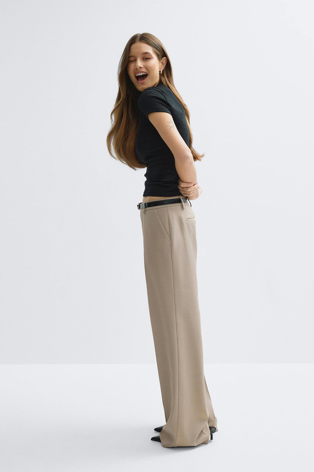 Low waist trousers - Marron foncé