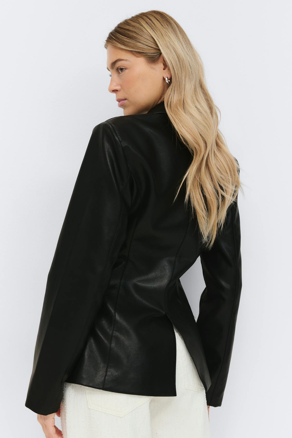 Shaped pu blazer - Noir
