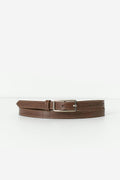 Clean rectangular belt - Dk brown/silver
