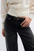 Clean rectangular belt - Black/silver