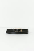 Clean rectangular belt - Dk brown/silver