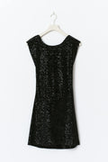 14+ sequin open back dress - Noir