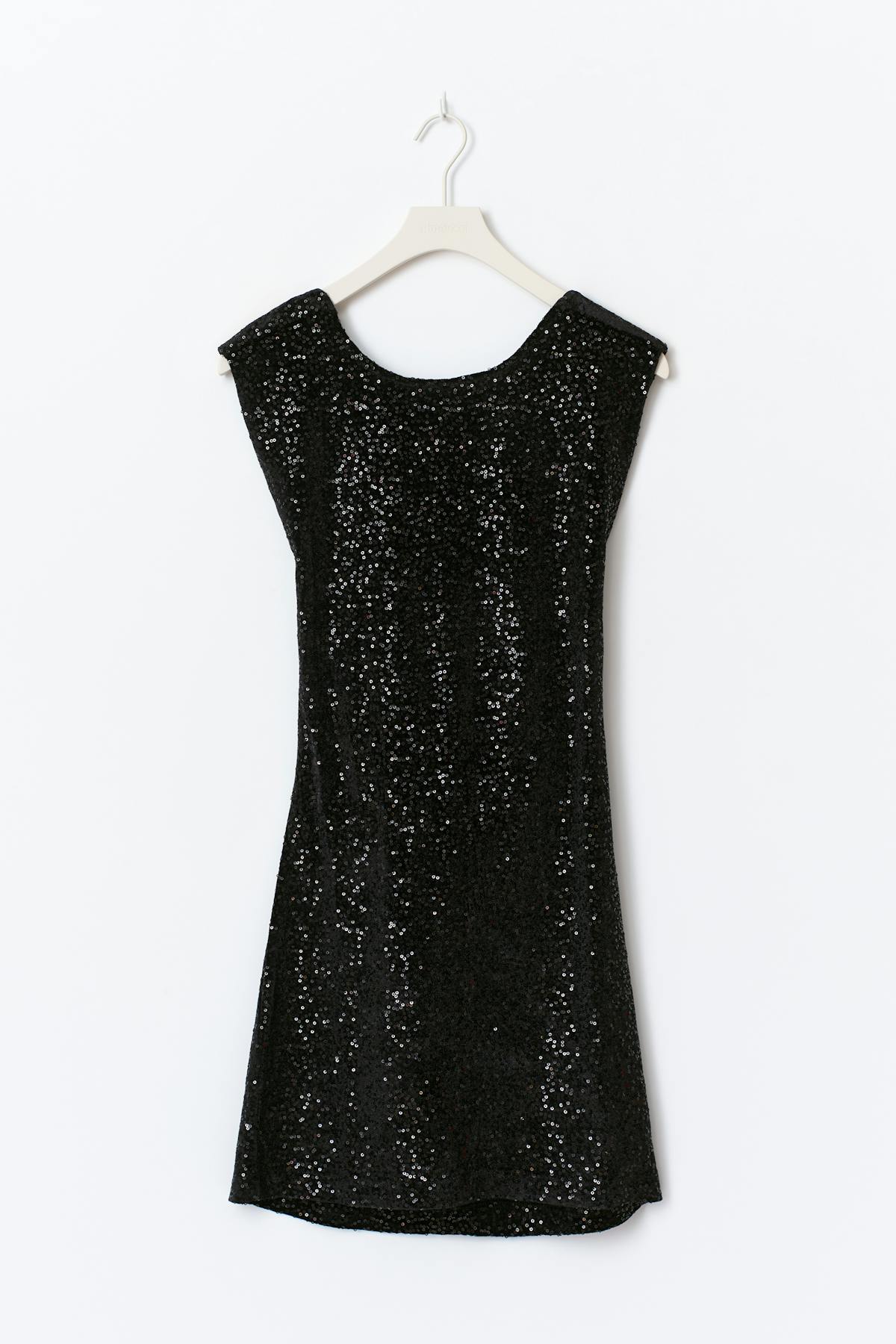 14+ sequin open back dress - Noir