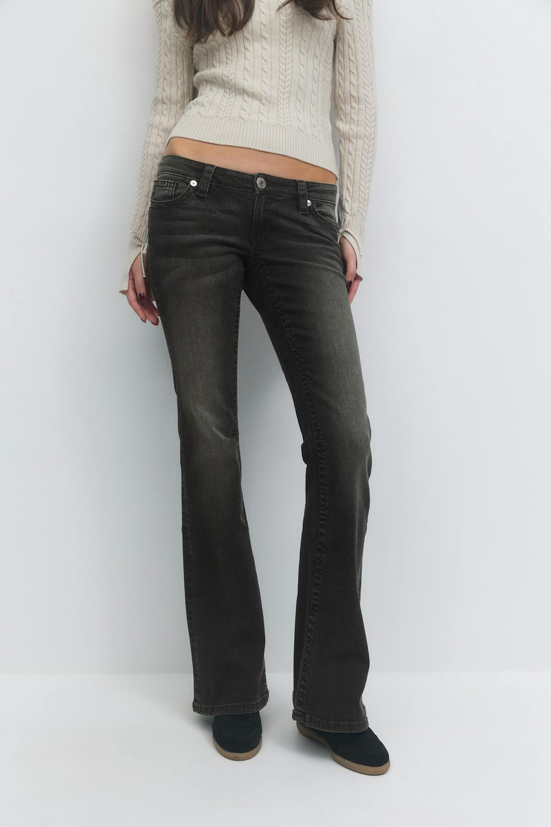 14+ hip hug flare tall jeans - Noir