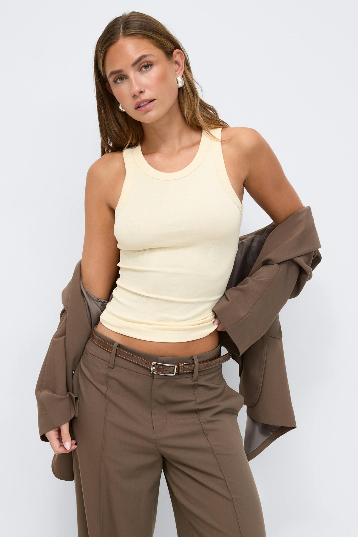 Tight fit rib tank - Noir