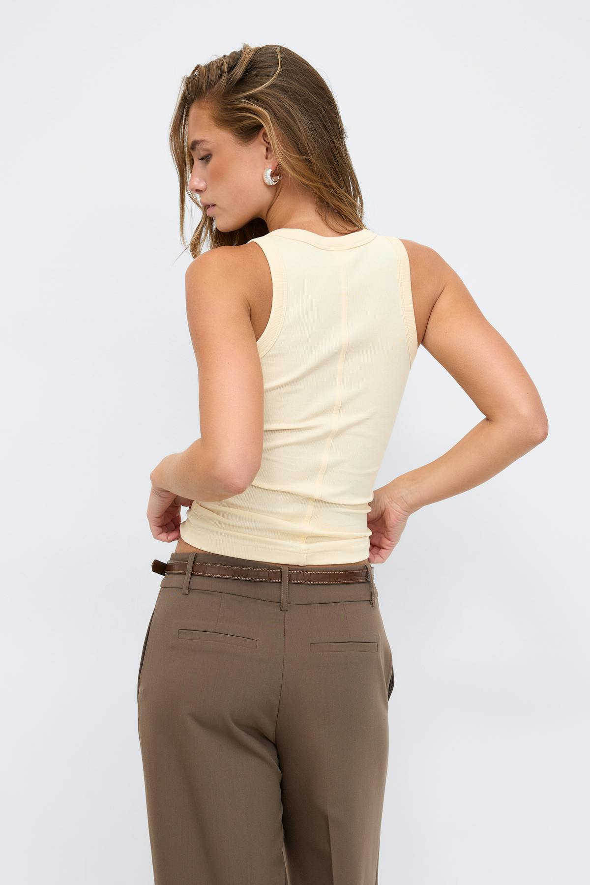 Tight fit rib tank - Lt greymelange