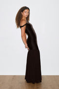 Twisted sheer maxi dress - Marron foncé