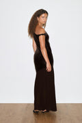 Twisted sheer maxi dress - Marron foncé