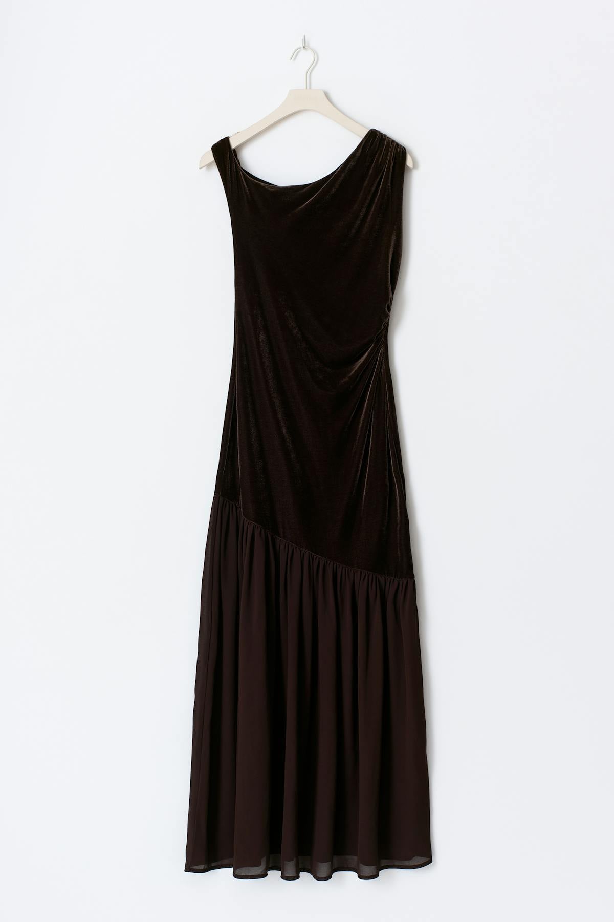 Twisted sheer maxi dress - Marron foncé