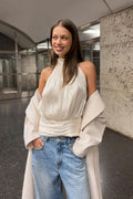 Satin halterneck top - Creme