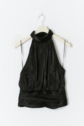 Satin halterneck top - Noir