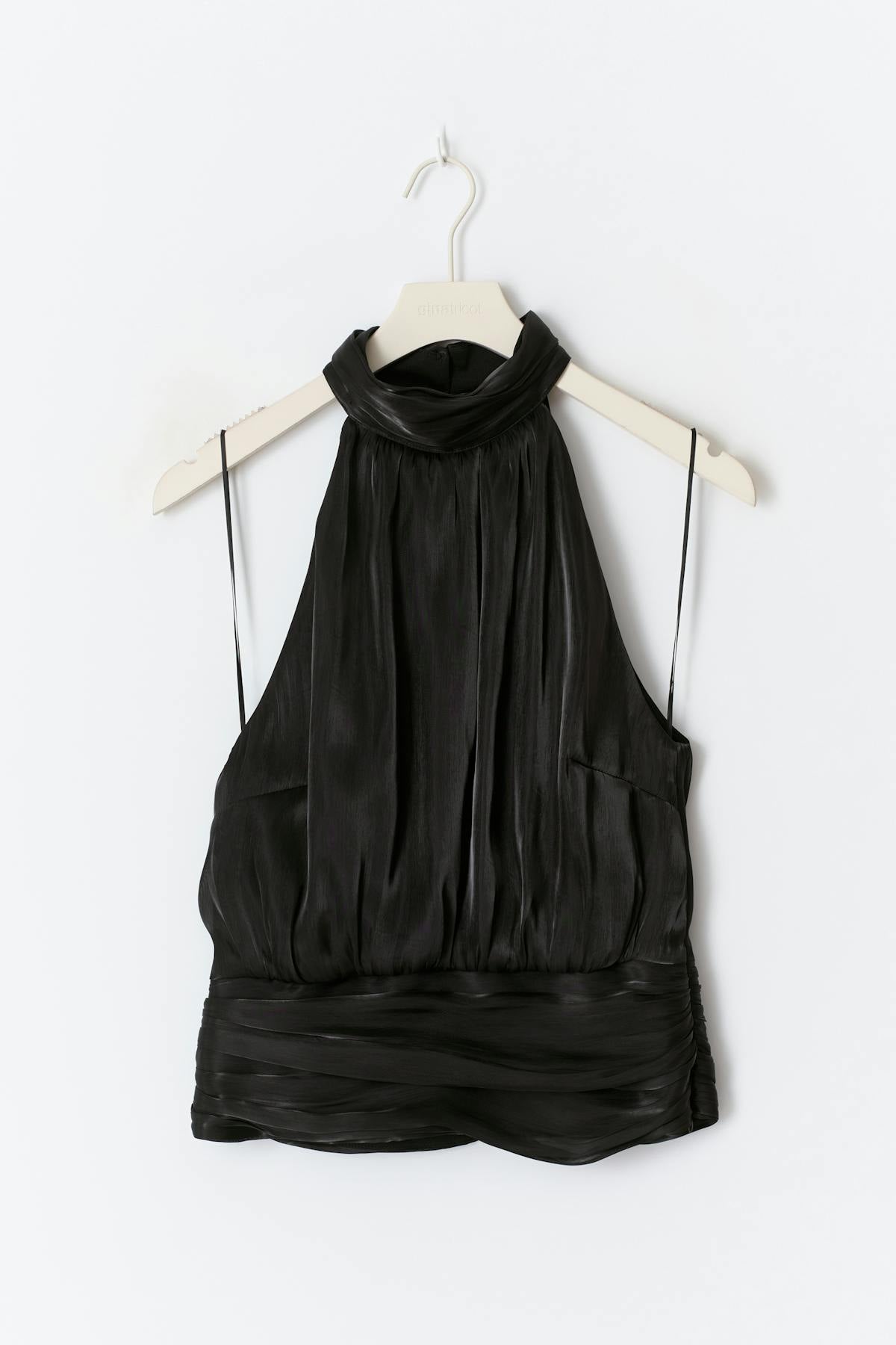 Satin halterneck top - Noir