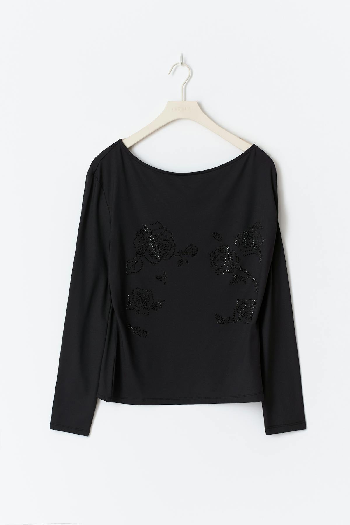 Rhinestone top - Noir