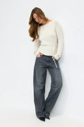 Knitted tie top - Blanc cassé