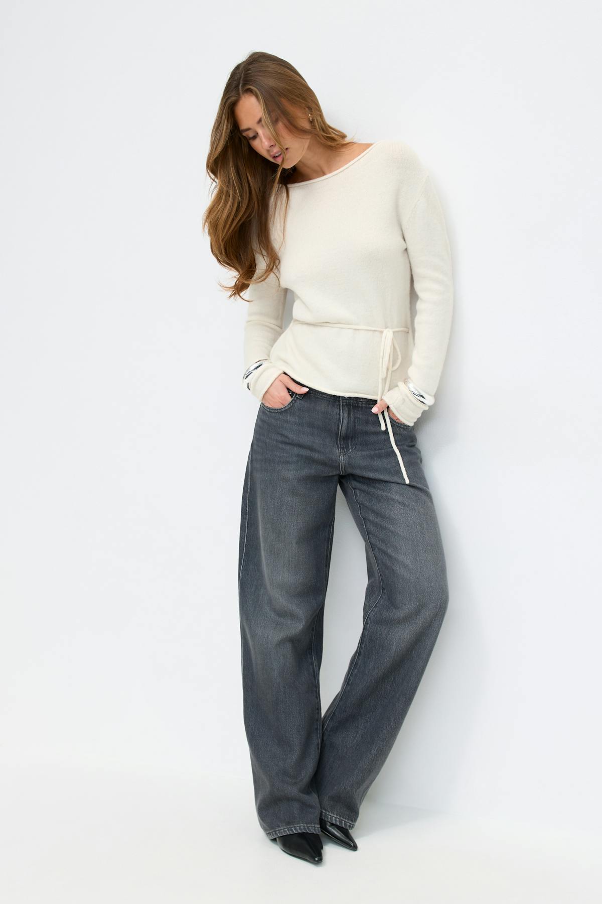 Knitted tie top - Blanc cassé