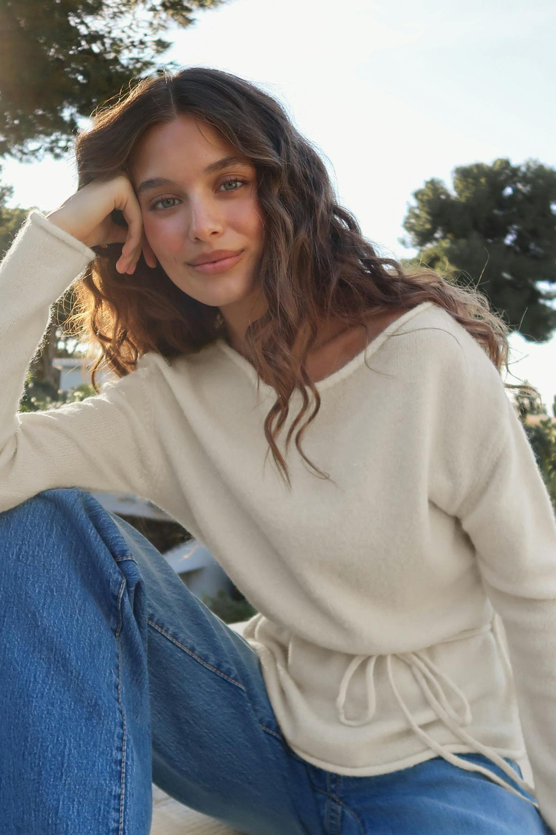 Knitted tie top - Blanc cassé