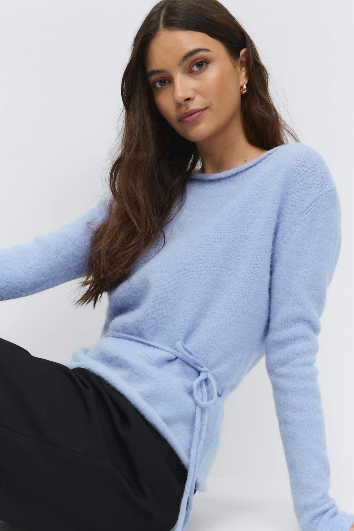 Knitted tie top - Brunnera blue
