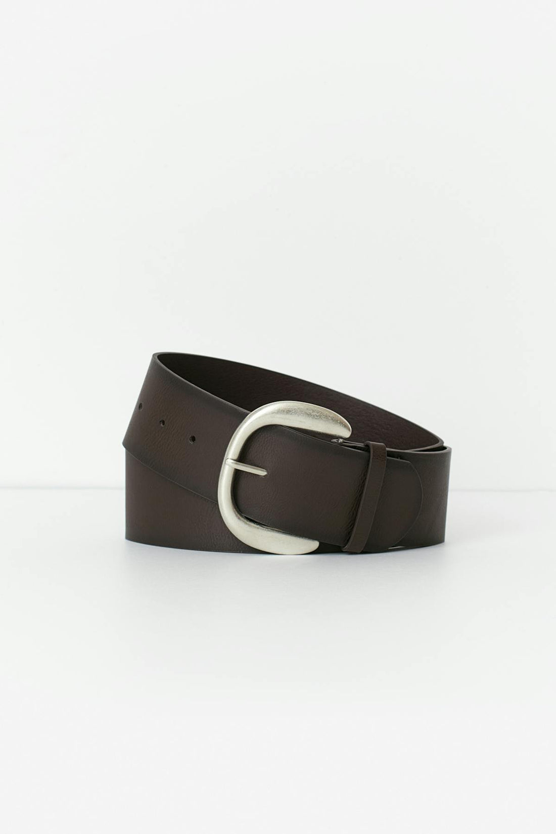 Large buckle belt - Dk brown/silver