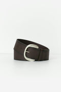 Large buckle belt - Dk brown/silver