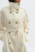 High neck trench coat - Blanc cassé