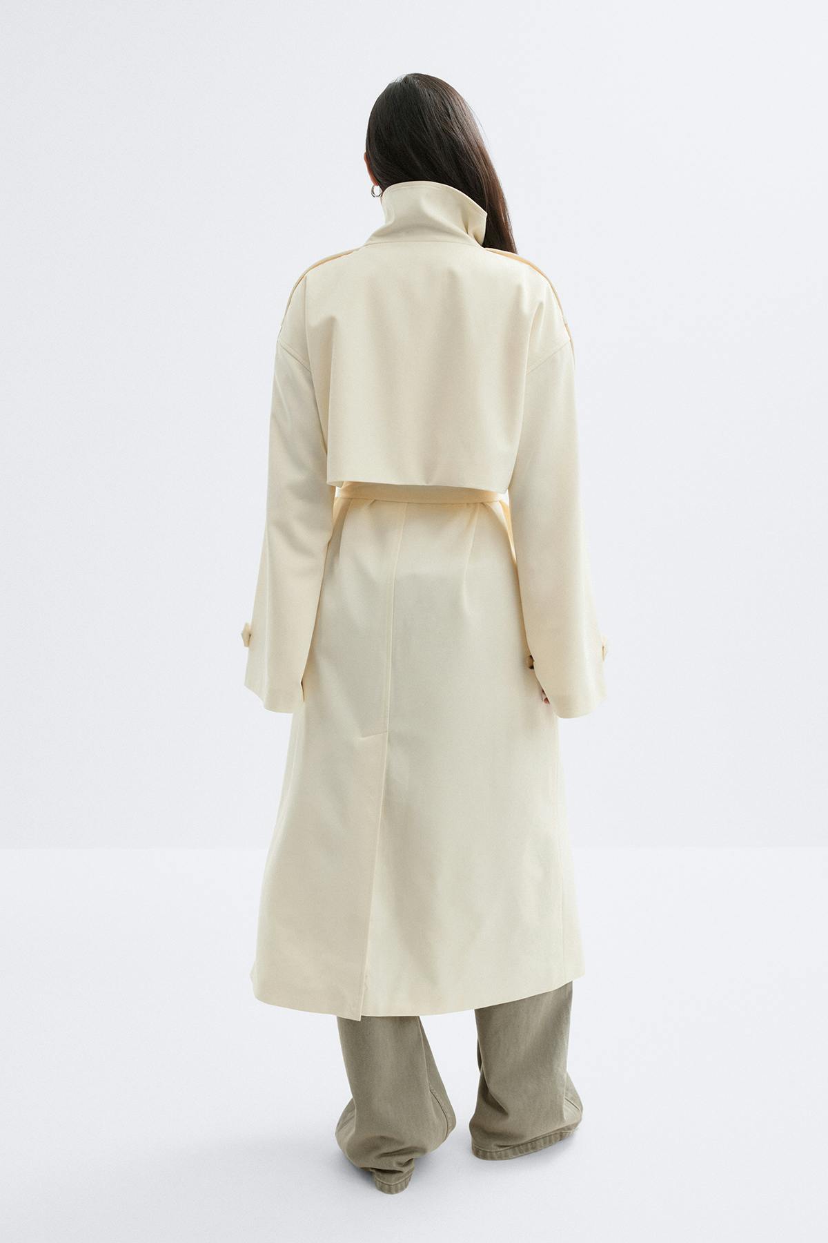 High neck trench coat - Blanc cassé