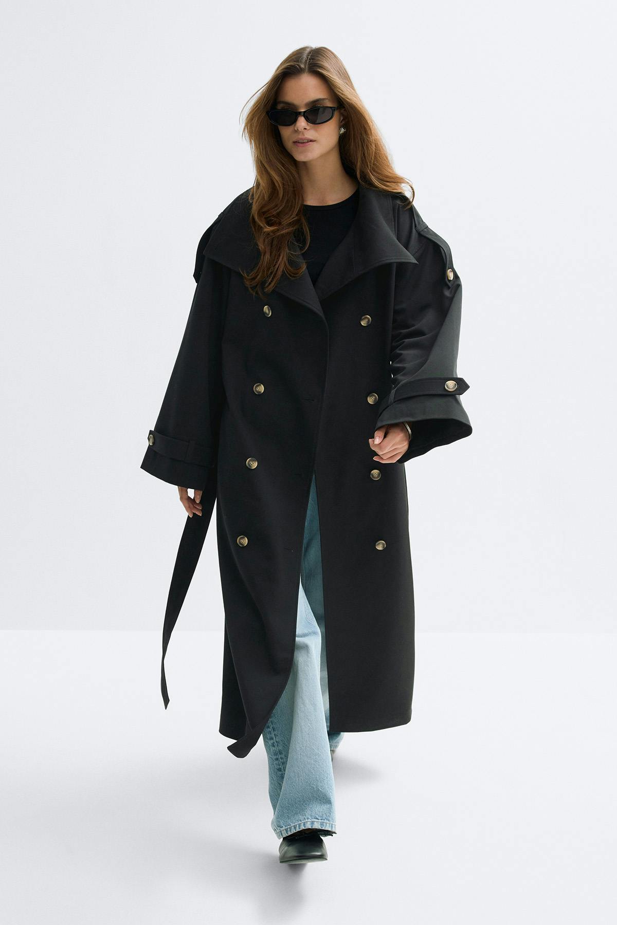 High neck trench coat - Blanc cassé