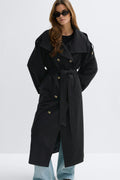 High neck trench coat - Noir