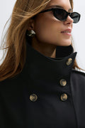 High neck trench coat - Noir
