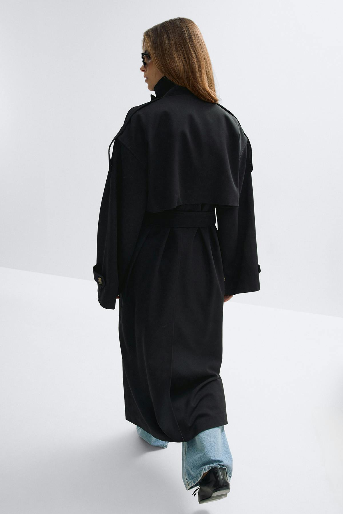 High neck trench coat - Noir