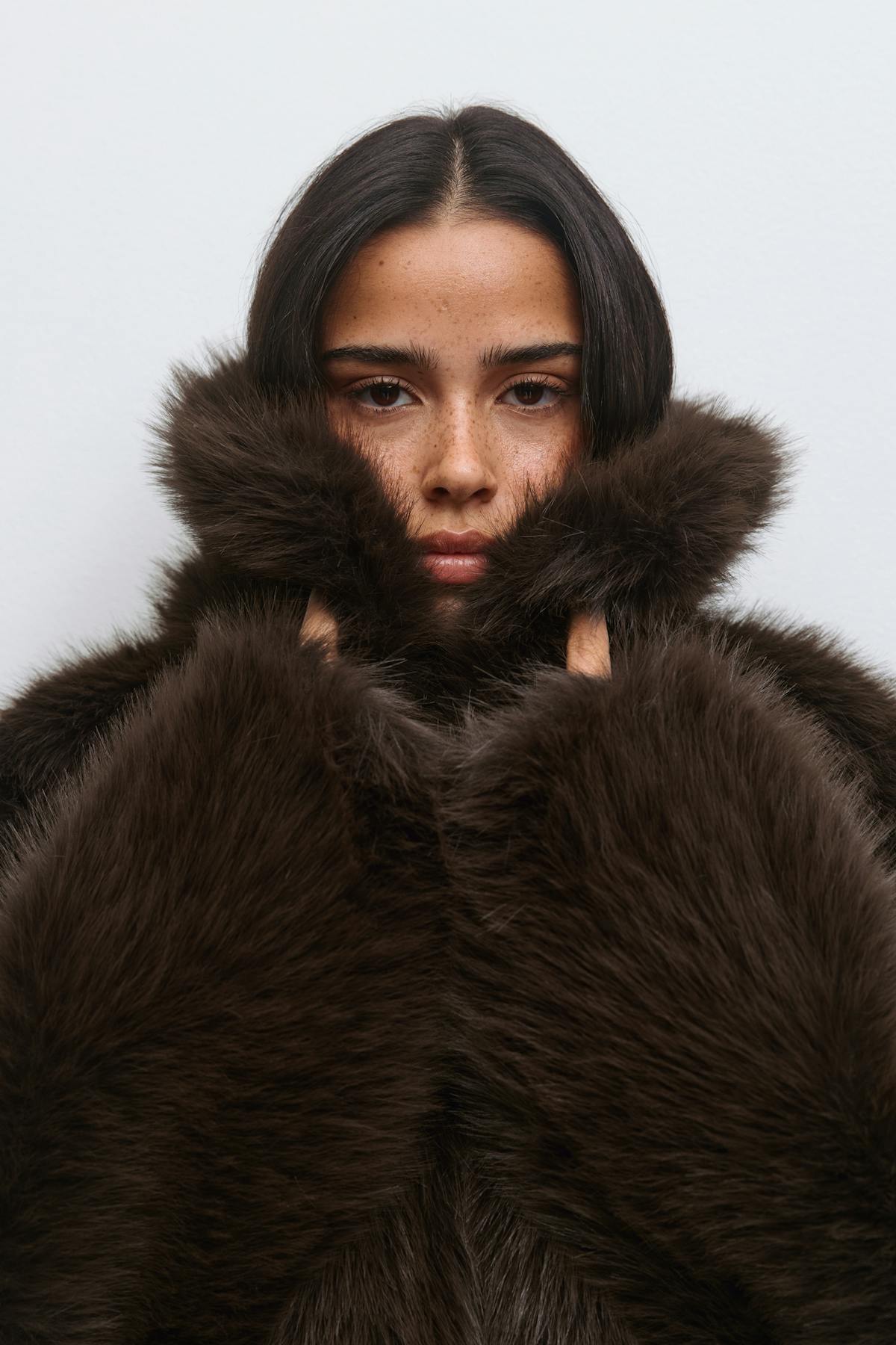 Faux fur short jacket - Noir