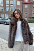 Faux fur short jacket - Noir