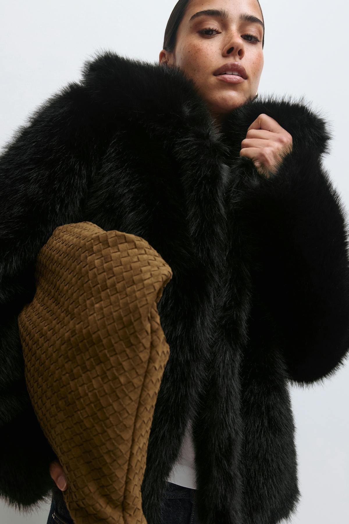 Faux fur short jacket - Crème