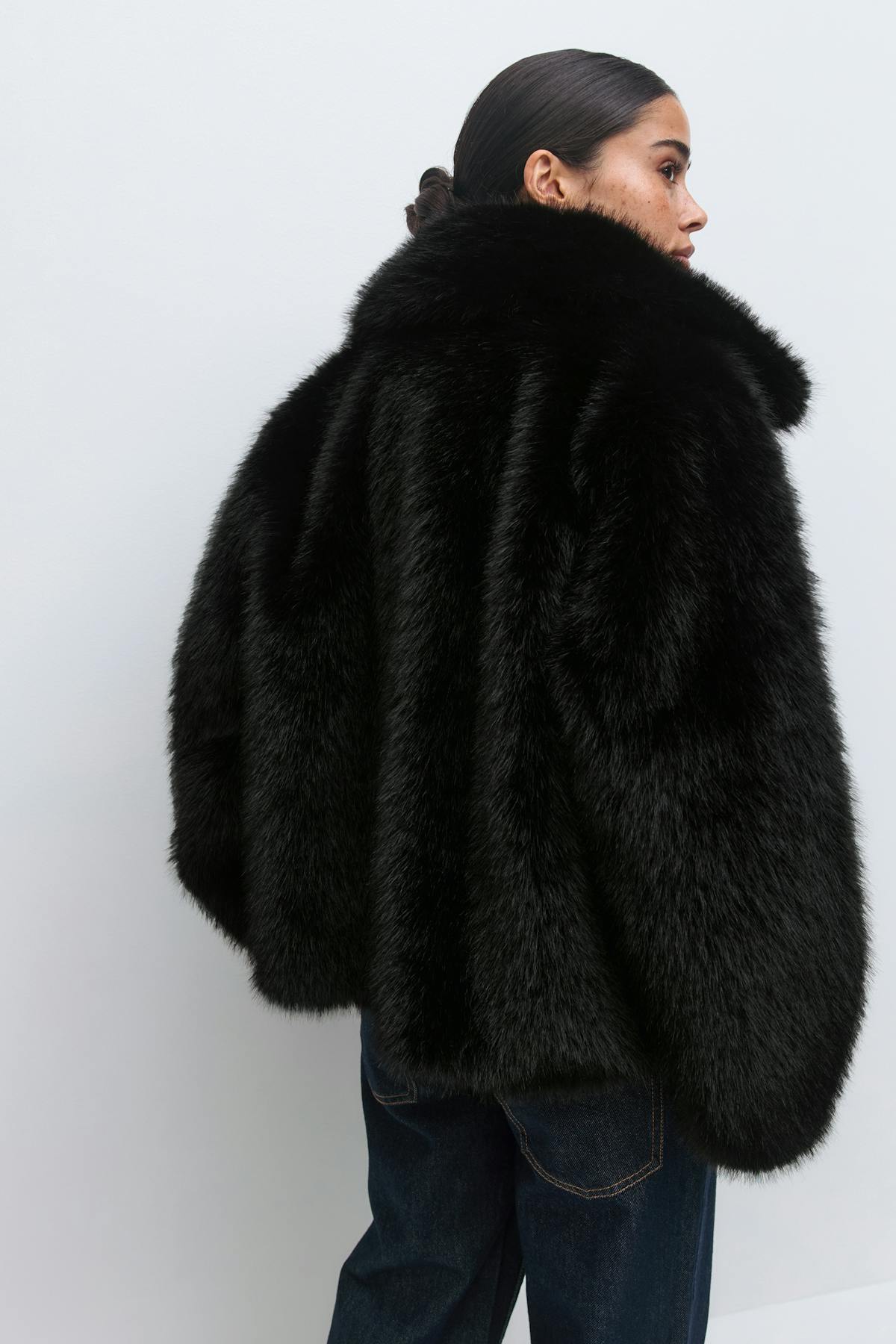 Faux fur short jacket - Crème