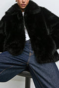 Faux fur short jacket - Crème