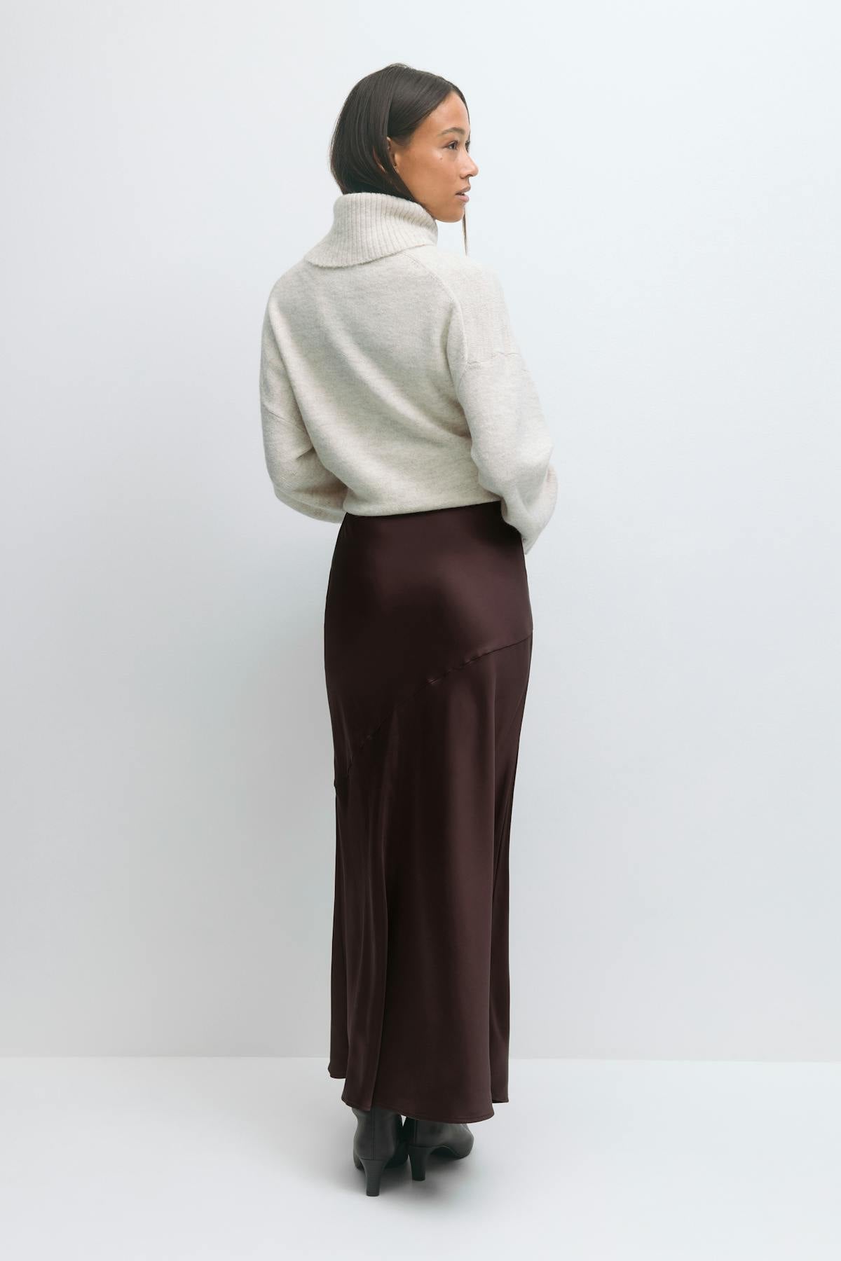 Satin skirt - Kaki