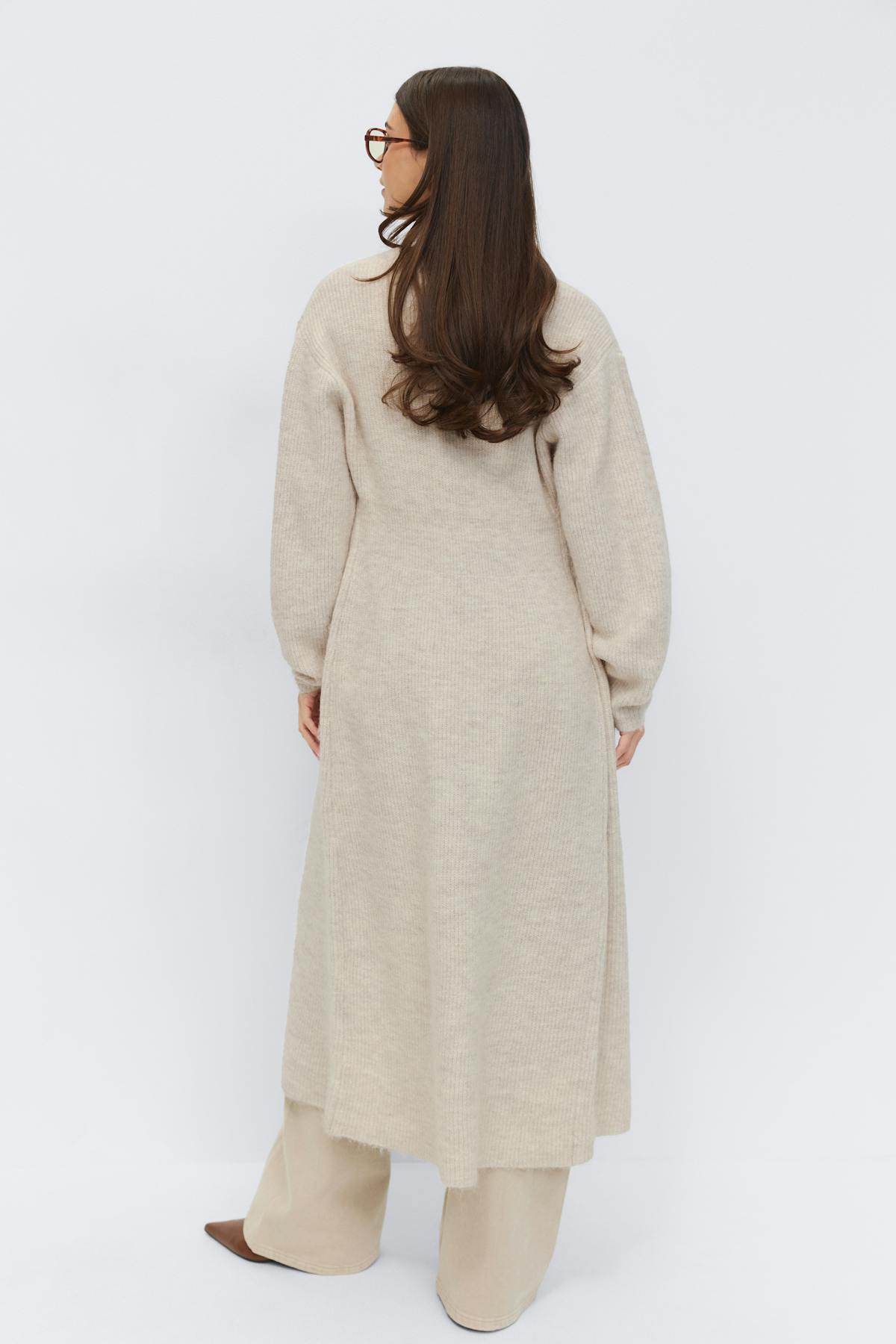 Shaped knitted dress - Oat melange