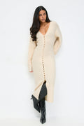 Shaped knitted dress - Oat melange