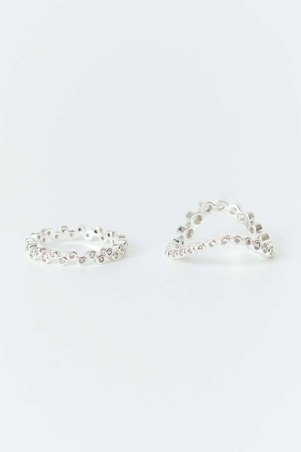 2-pack wave rings - Shiny silver