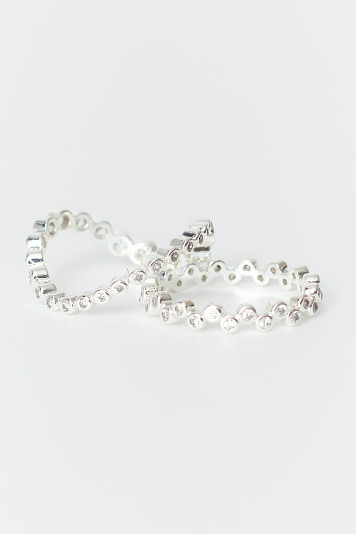 2-pack wave rings - Shiny silver
