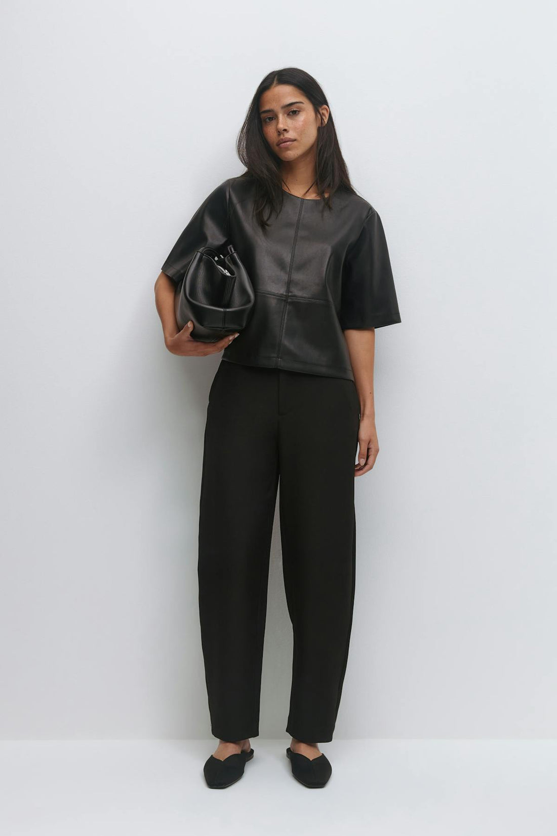 Mid waist barrel trousers - Noir