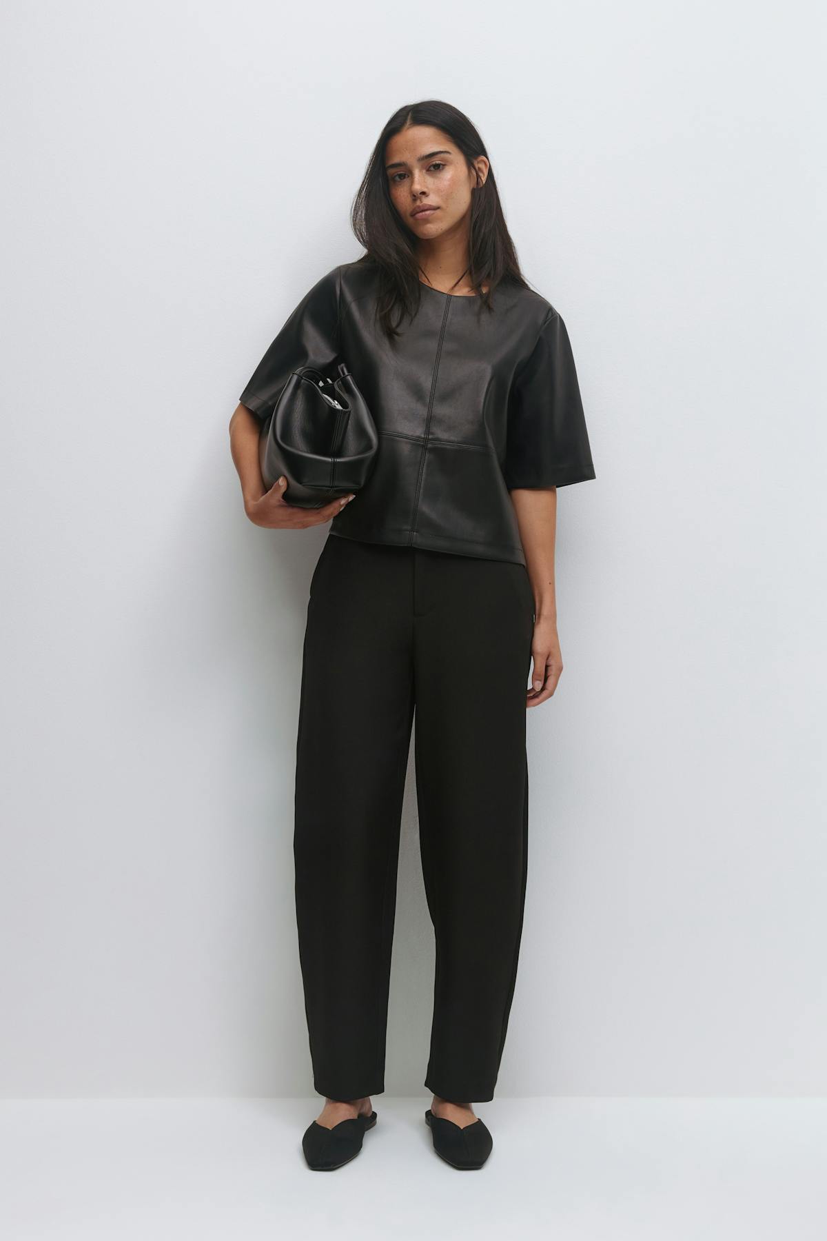 Mid waist barrel trousers - Noir