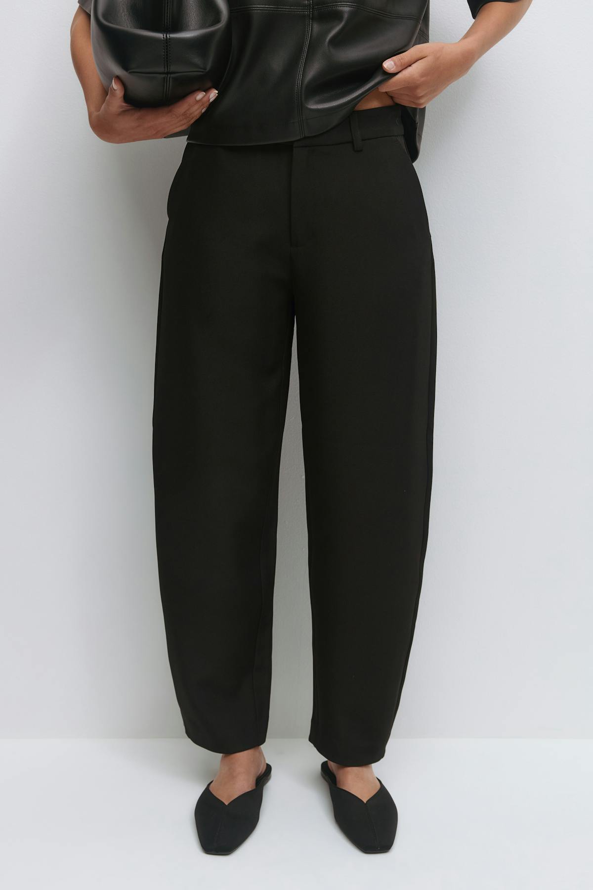 Mid waist barrel trousers - Noir