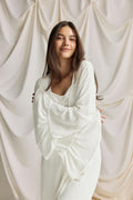 Pointelle loungwear robe - Creme