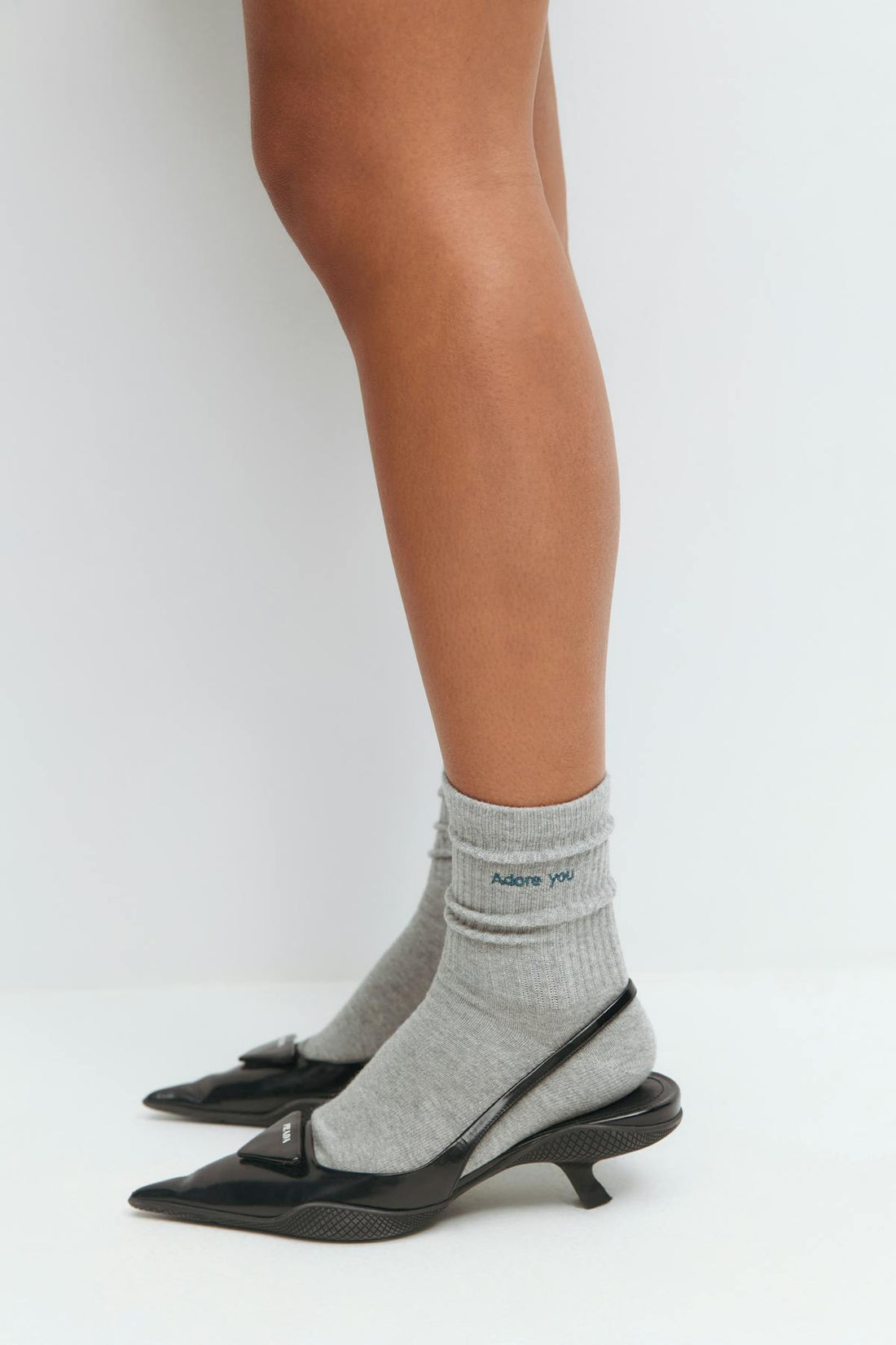 Embroidered socks - Grey melange