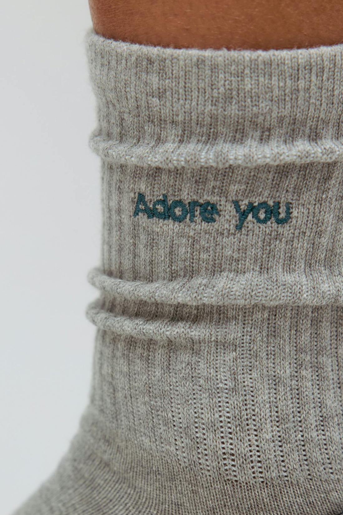 Embroidered socks - Grey melange