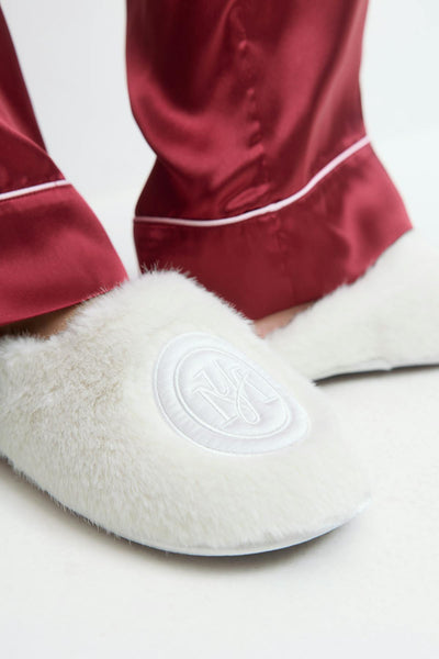 Y faux fur slippers