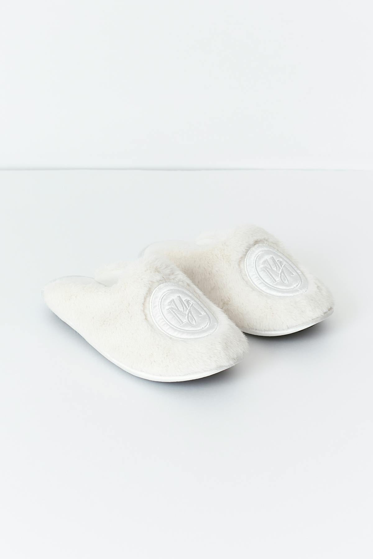 Y faux fur slippers - Creme