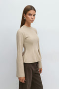 Knitted peplum top - Dk grey melange