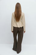 Knitted peplum top - Dk grey melange