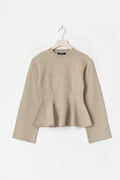 Knitted peplum top - Dk grey melange